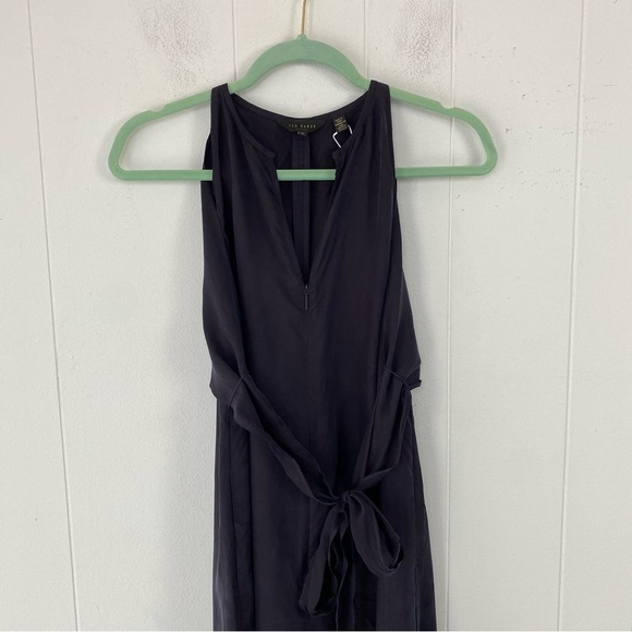 NWT Ted Baker Delvina Halterneck Wide Leg Wrap Tie Jumpsuit Dark Navy Sz 0 US 2 - Picture 8 of 16